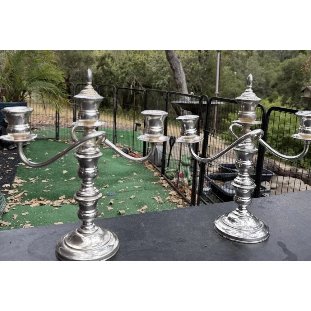 VNTG Gorgeous (2) Pair Sterling .950 Silver Candelabras 10.5”H/9.5”W / ROMO GOTH